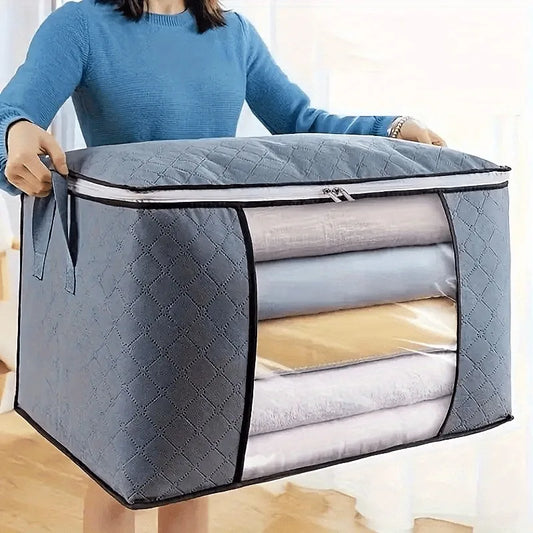 Magnifique sac de rangement grande capacité avec poignée renforcée, fenêtre transparente, tissu respirant et anti-poussière, fermeture éclair bidirectionnelle pour couettes, vêtements et couvertures. Livraison prioritaire offerte !