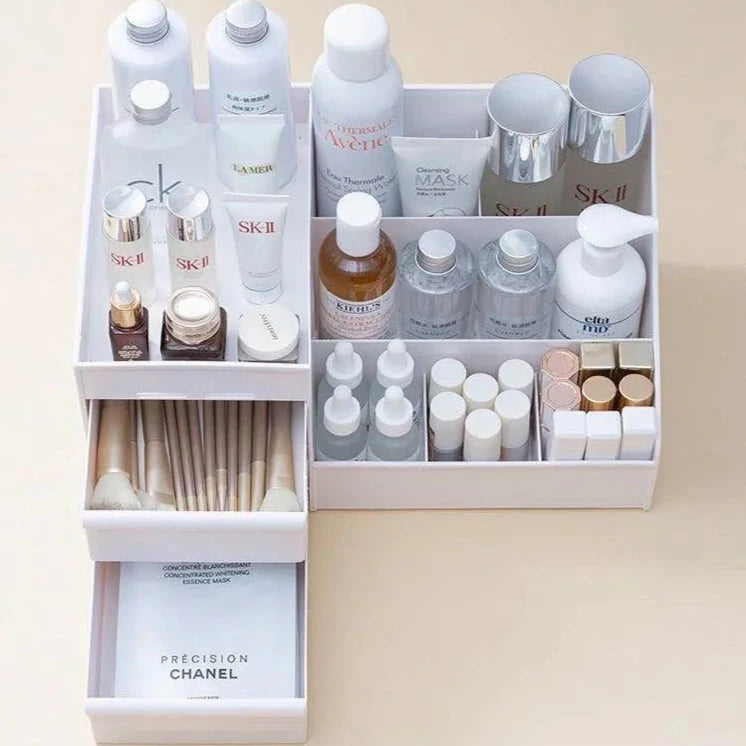 Ingénieuse boîte de rangement pour produits de beauté, organisateur de cosmétiques, grande capacité de rangement, pour un espace organisé, propre et agréable. La livraison est offerte !