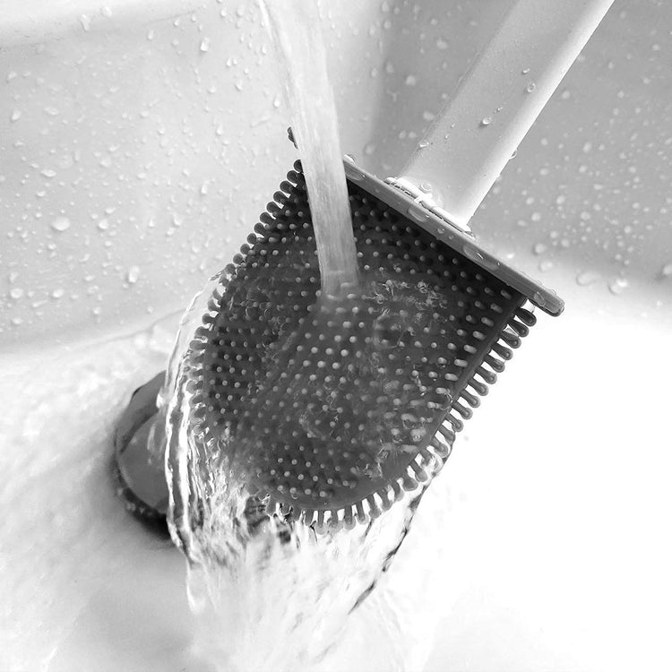 Brosse WC en silicone flexible, ingénieuse, pratique, hygiénique, design moderne, pour un nettoyage immaculé. La livraison est offerte!