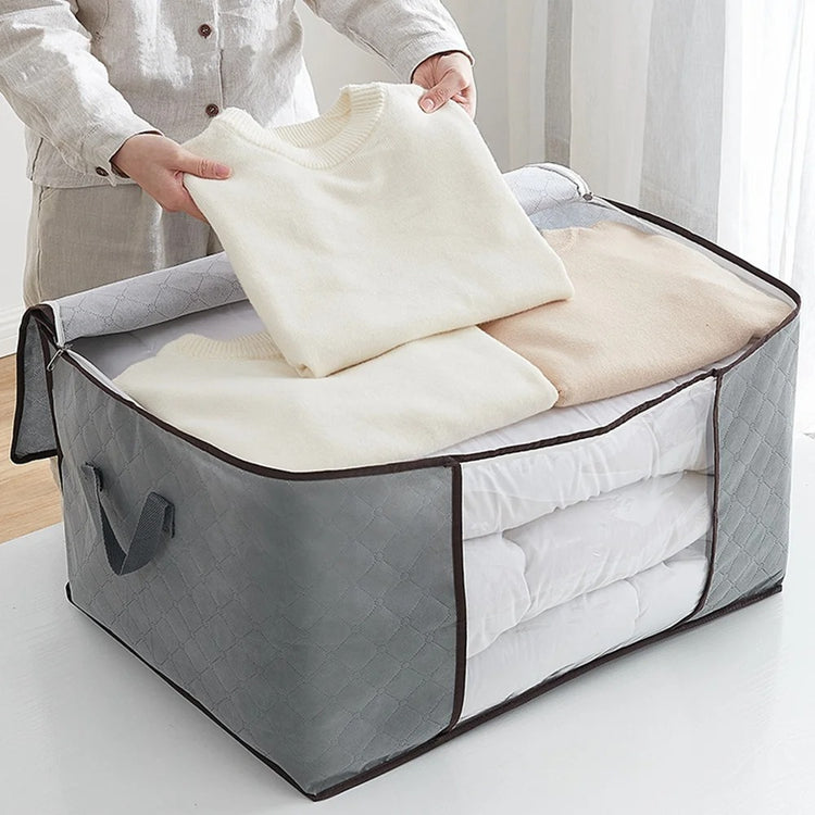Magnifique sac de rangement grande capacité avec poignée renforcée, fenêtre transparente, tissu respirant et anti-poussière, fermeture éclair bidirectionnelle pour couettes, vêtements et couvertures. Livraison prioritaire offerte !