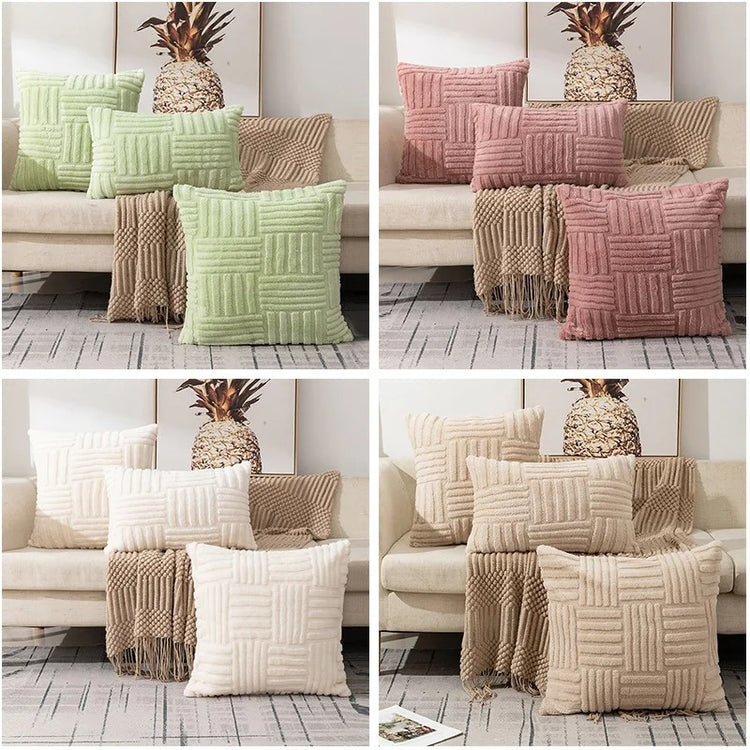 Superbe housse de coussin en velours ultra doux, lavable en machine, design géométrique élégant et résistant à la décoloration, disponible en 3 tailles. La livraison prioritaire est offerte !