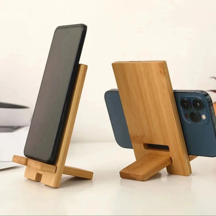 Élégant support pour smartphone en bambou naturel, ajustable à 2 inclinaisons, compatible avec tous les smartphones, stable, indispensable pour le bureau, la cuisine et la table de chevet. Livraison offerte !