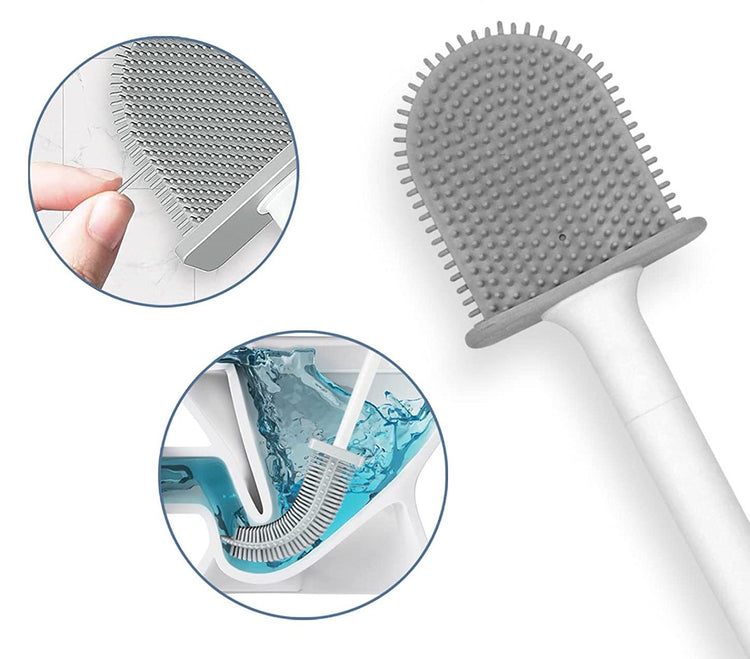 Brosse WC en silicone flexible, ingénieuse, pratique, hygiénique, design moderne, pour un nettoyage immaculé. La livraison est offerte!